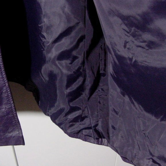 Roaman's Women's Purple Leather Long Button Jacket Sz 22W - Picture 7 of 8